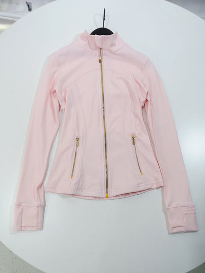 Gold zipper jacket and yoga pants set, sportswear, quick-dry and breathable, slimming and lightweight, tight-fitting