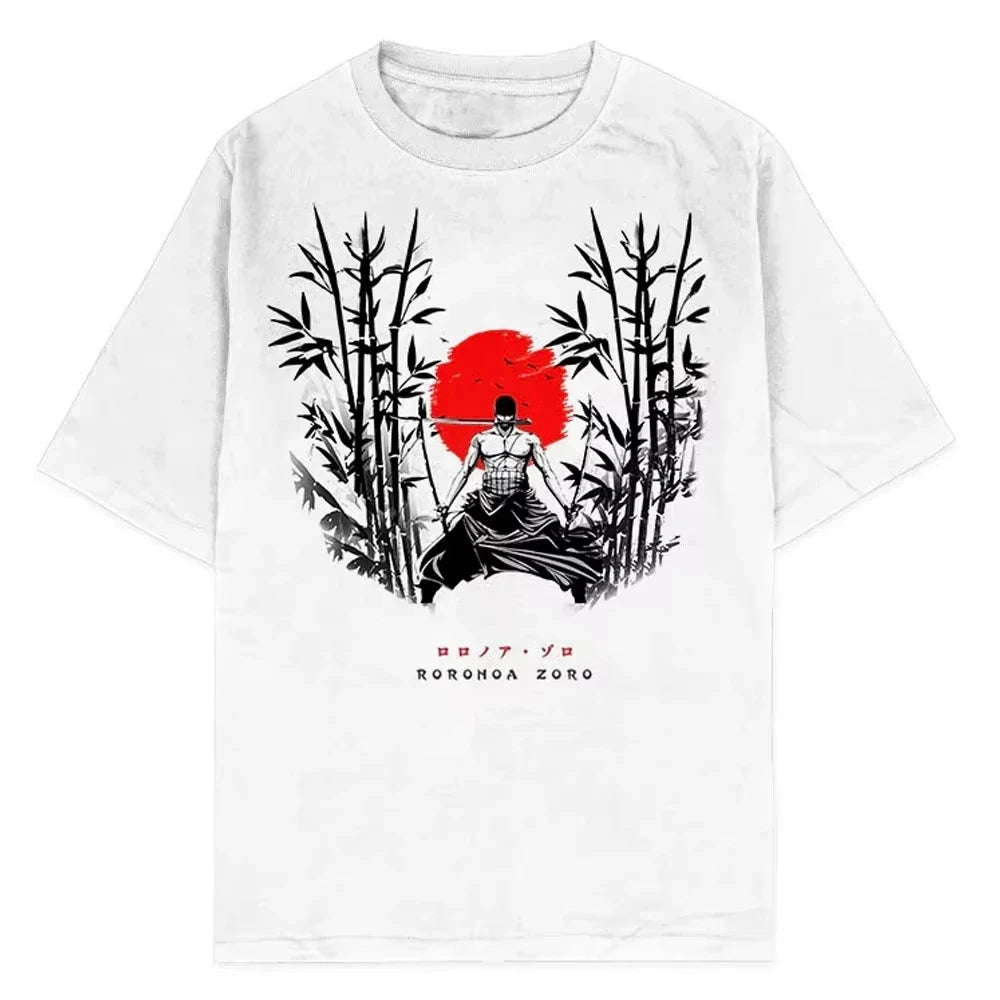One Piece T-shirts Graphic Men Casual Oversized Washed Harajuku T-shirt Washed Japanese Anime Loose Streetwear Black Tops Tees