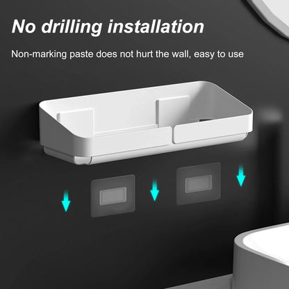 Bathroom Kitchen Wall Shelf - No-Drill Makeup  Shampoo Organizer