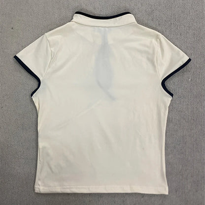 Women's Beige Chinese Style Cheongsam Blouse Vintage Mandarin Collar Short Sleeve Crop Top with Frog Button Keyhole Asymmetrical