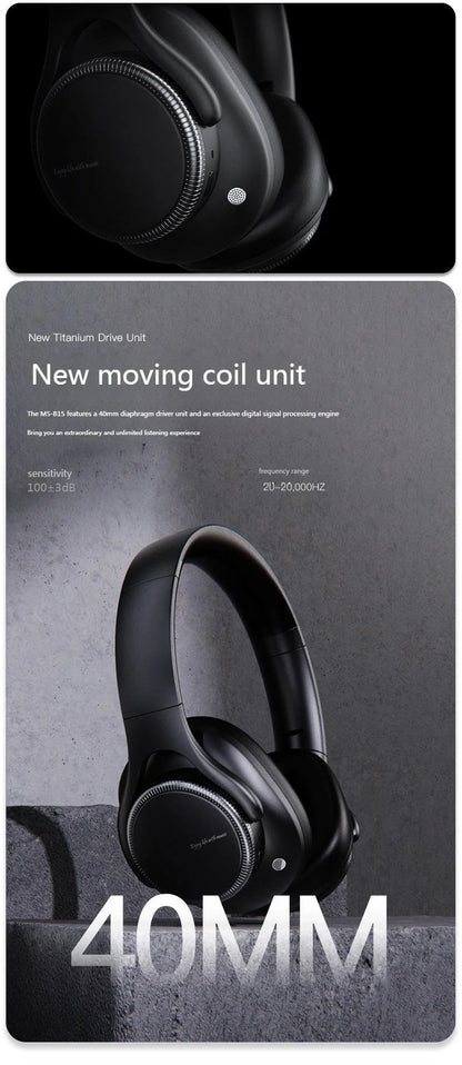 Rotary Volume Knob ANC Active Noise Cancelling Over-Ear Wireless Bluetooth6.0 Headphones Head Mounted Foldable Headset With Mic