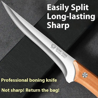 Professional Stainless Steel Fillet Knife - Forged Boning  Fish Slicing Knife with Wooden Handle