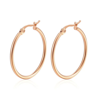 30-80mm Big Simple Classic Hoop Earrings For Women Girls Circle Stainless Steel Earrings Gold Silver Color Round Earings Gift