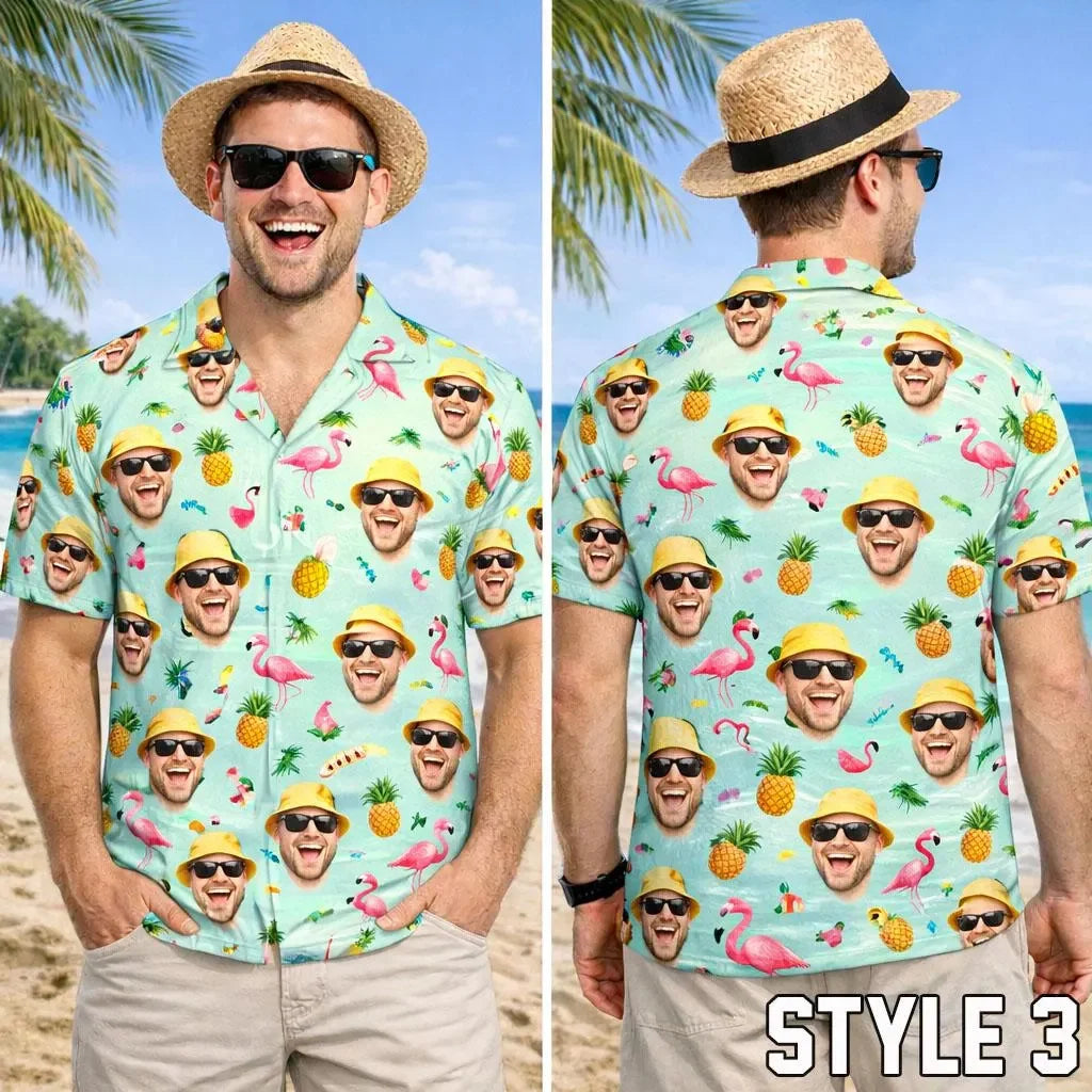 New Custom Face Hawaiian Shirt, Funny Summer Beach Shirt, Personalized Tropical Vacation Party, Gift for Men Dad Husband