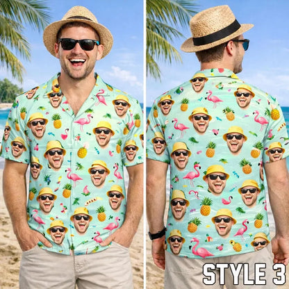 New Custom Face Hawaiian Shirt, Funny Summer Beach Shirt, Personalized Tropical Vacation Party, Gift for Men Dad Husband