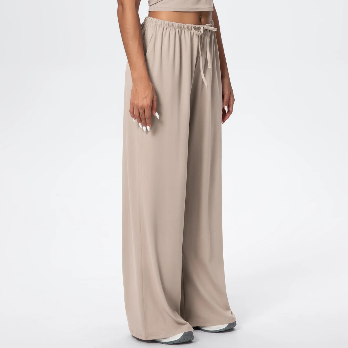Breathable Solid Color Loose Yoga Pencil Pants Lifting Buttocks Sports Quick Drying Wide Leg Pants With Pockets Gym Yoga Pants