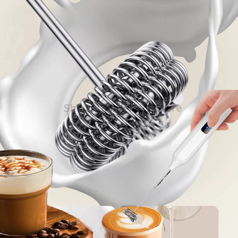 Electric Milk Frother  Handheld Mixer - Portable Coffee Blender Tool