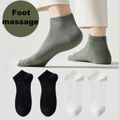 4 Pairs Men's Socks Classical Pure Cotton Antibacterial Deodorant Mesh Sweat Absorption Foot Massage Short Socks Sports Bussiess