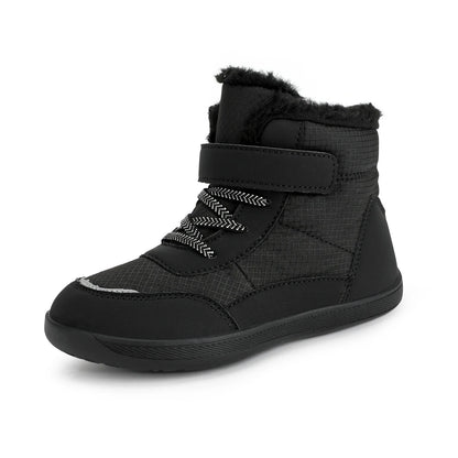 Kids Winter Boots - Wide Toe PU Leather Snow Shoes for Boys & Girls | Warm Ankle Height
