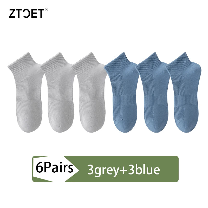 High Quality 6Pairs Men Socks Short Combed Cotton Mesh Breathable Odor proof and antibacterial Spring Summer for Male sock New