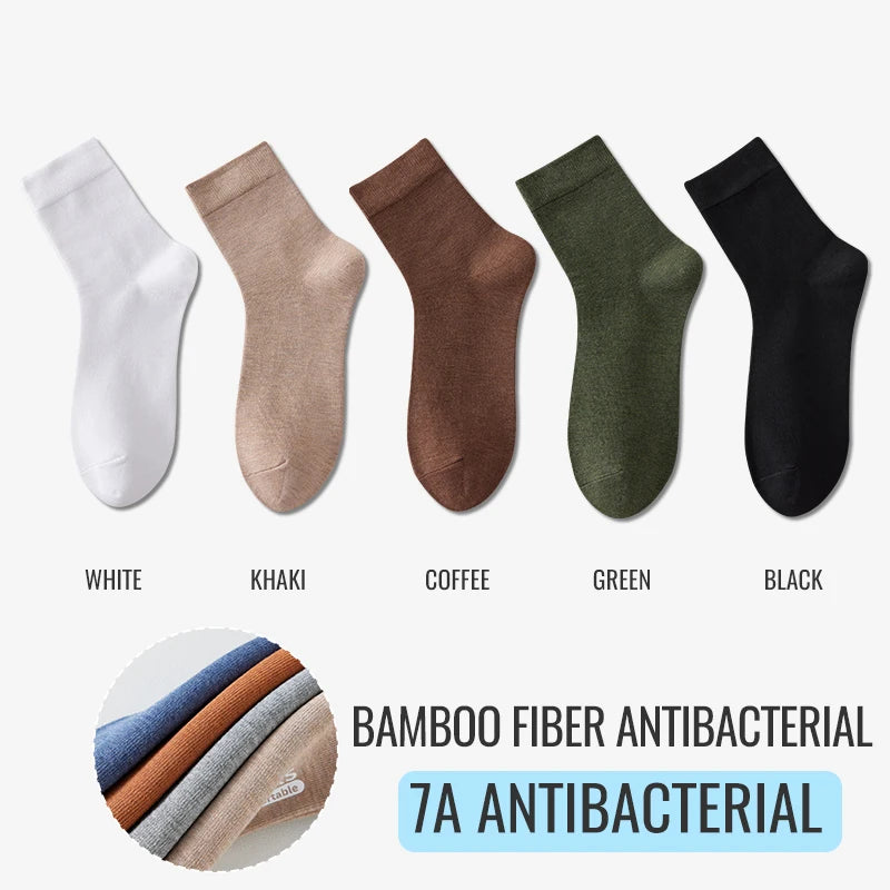 Antibacterial Bamboo Socks – Men’s Business Dress Socks, Thin Deodorant Crew, 5-Pack