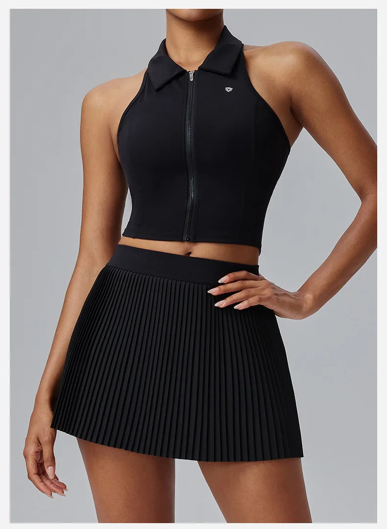 Women Sports Skirt High Waist Pleated Athletic Quick Dry Fabric Floral Print Tennis Fitness Summer