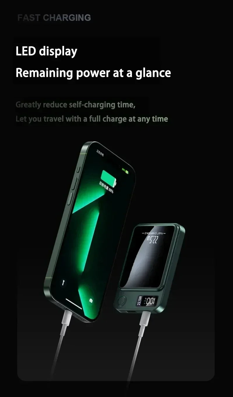 Lenovo 500000mAh Portable Magnetic Wireless Power Bank Fast Charger For Magsafe Auxiliary Battery For iphone Huawei Samsung 2027