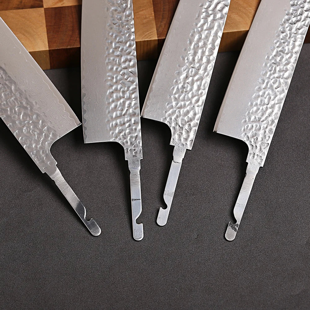 Damascus Steel VG10 Chef Knife Blank - Hand Forged Kitchen Knife Making Tool
