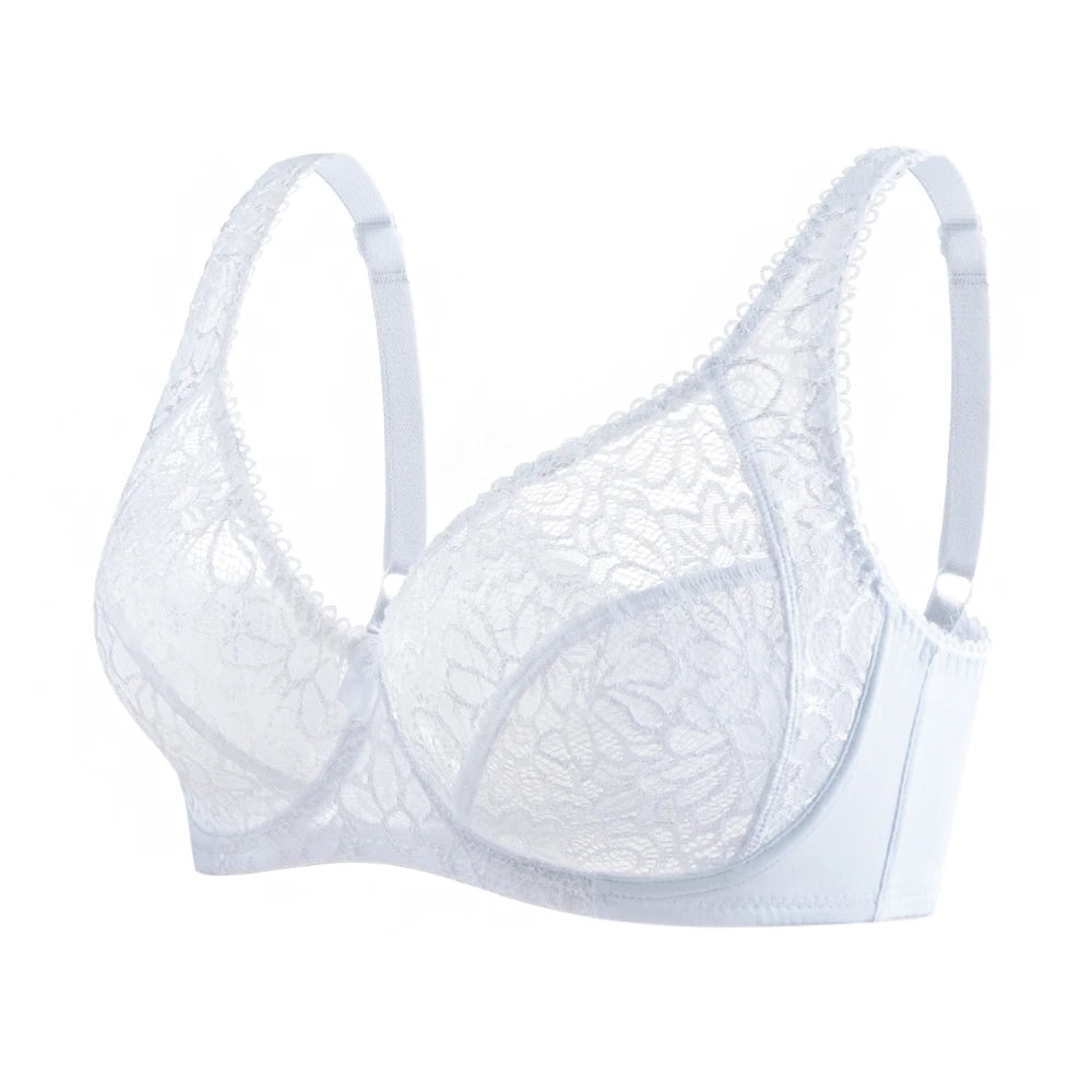 Plus Size Bras - Comfortable Lace Underwire Push Up Bra With Adjustable Straps