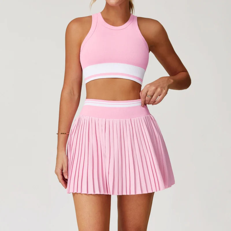 BIANHUI Summer Tennis Sports Set Female Clothing Yoga Sportswear Quick-Dry High-Waist For Women Fitness Women's Two Pieces Set