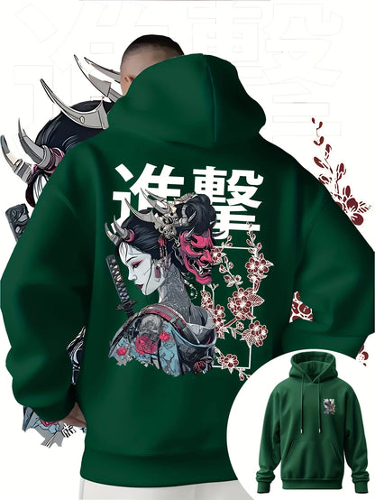 Japan Samurai Anime Harajuku Y2K Men Women Pullover Hoodie Street Casual Sport Loose Daily Autumn Winter Sweatshirt Top Clothes