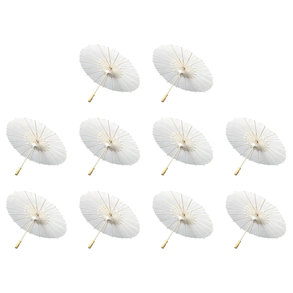 30-1PCS White Paper Parasol Umbrellas DIY Photo Cosplay Prop Bamboo Umbrella For Wedding Party Summer Beach Decor
