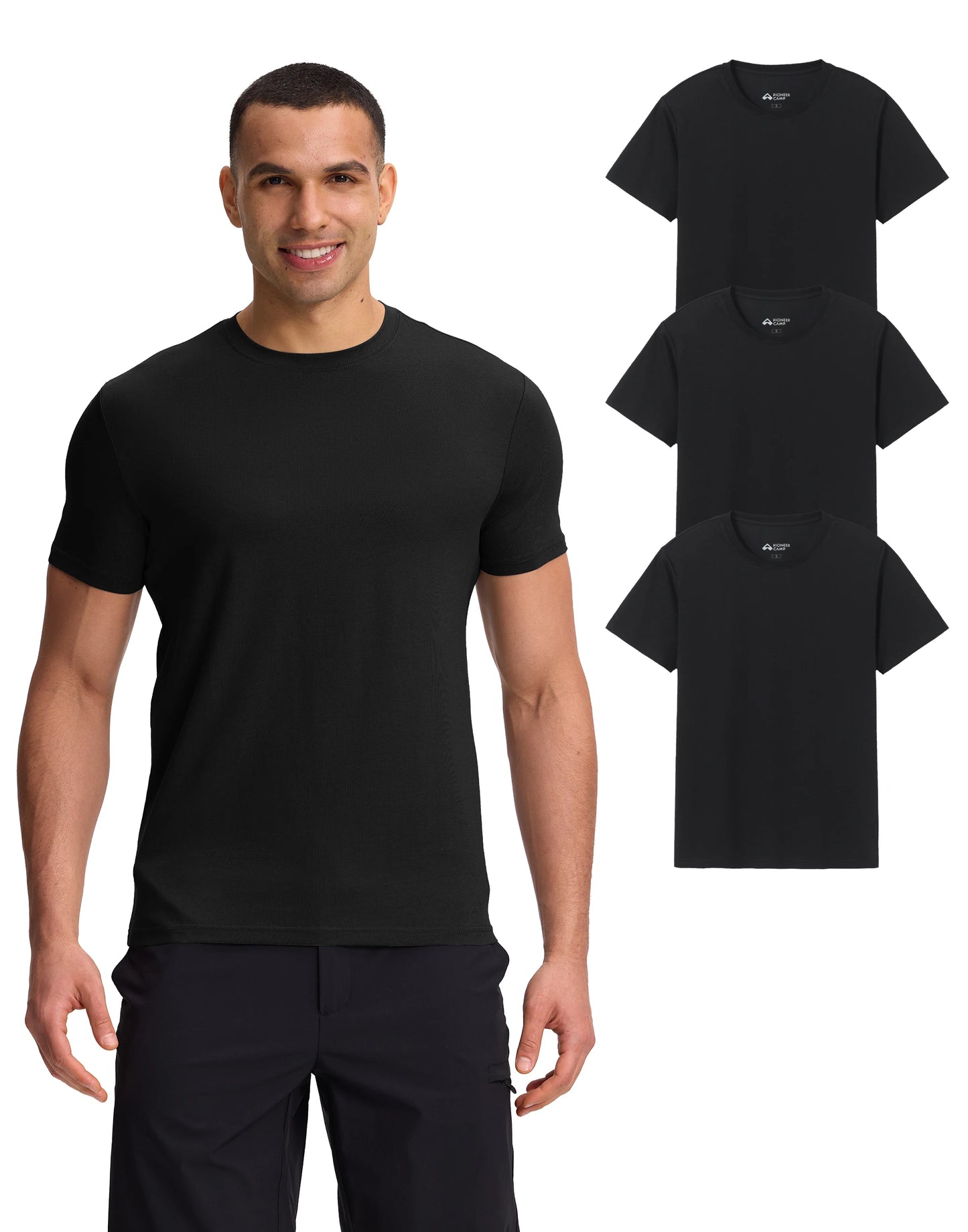 Pioneer Camp Men's T-Shirt Bamboo Viscose Ultra Soft Plain Male Shirts Cooling Crew Neck Casual Basic Tee Shirt Undershirt