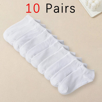 5/10 Pairs Men's  Boat Socks Business Sport Sweat Absorption Mature Summer Autumn Solid Color Non Pilling Versatile Ankle Socks