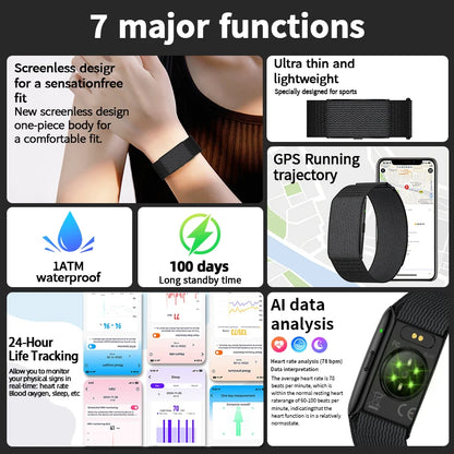 New GPS Trajectory AI Health Bracelet Heart Rate Blood Pressure HRV Monitor Call Reminder Smart Watch Sport Band Fitness Tracker