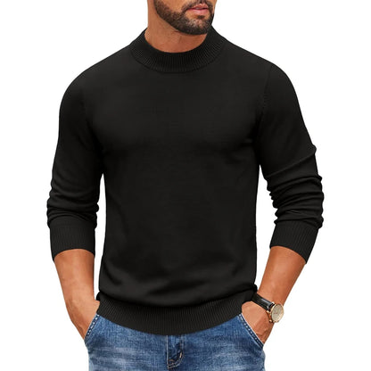 Men's Mock Turtleneck Ribbed Knit Pullover Sweater Casual Heavyweight Slim Fit Dress Sweater Warm Jumper Thermal Streetwear