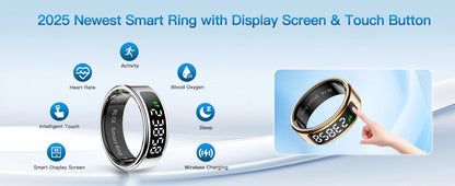 Tasbih Fitness Heart Rate Zikr Counter Display Screen Blood Oxygen Sleep Monitor  Temperature Gesture Control Touch Smart Ring