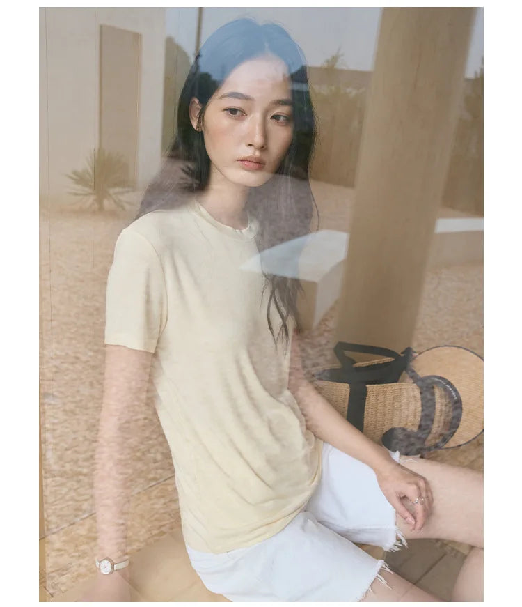 Women's Round-Neck T-Shirt – Slim-Fit Silky Base Top
