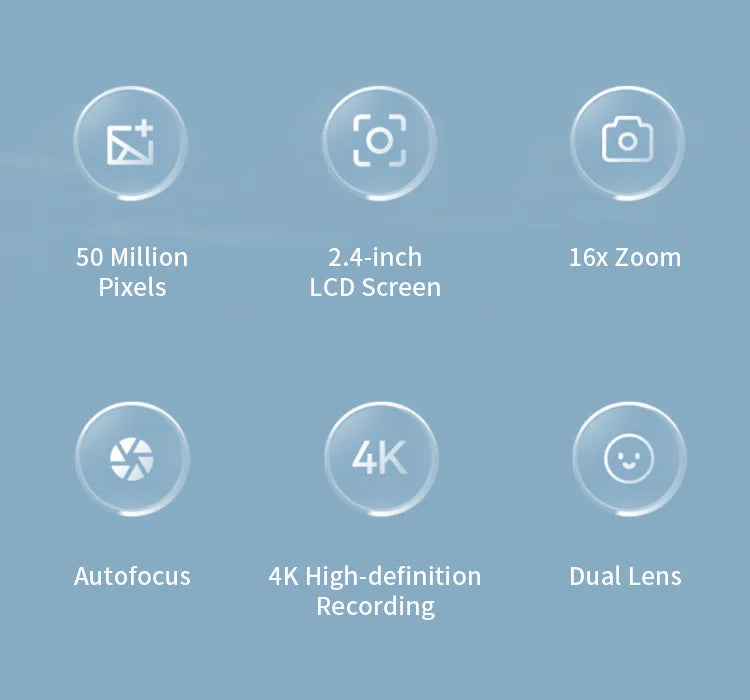 4K Digital Camera – Travel Selfie Camera with 50 Megapixels, HD Photography & 2.4 Inch Screen
