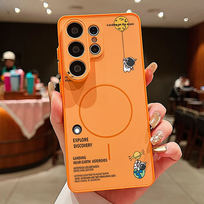 Little Astronaut Magnetic Phone Case For Samsung Galaxy S25 S26 Ultra Edge S24 S23 FE A57 A17 A56 A37 A16 A55 A36 A55 Hard Cover