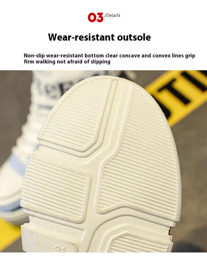 Boys High-Top Sneakers – Waterproof Leather Upper Shoes With Buckle Strap 2025 Autumn Winter