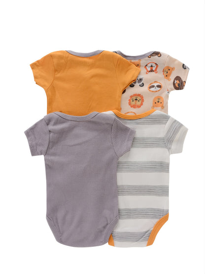 Baby Romper Onesies - Newborn Infant Bodysuit Set With Cartoon Animal Print