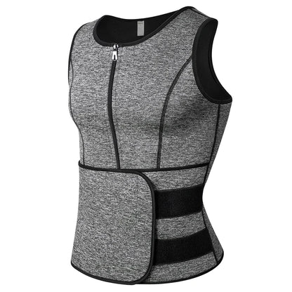 Men Body Shaper Waist Trainer Vest – Sauna Sweat Slimming Underwear Shirt