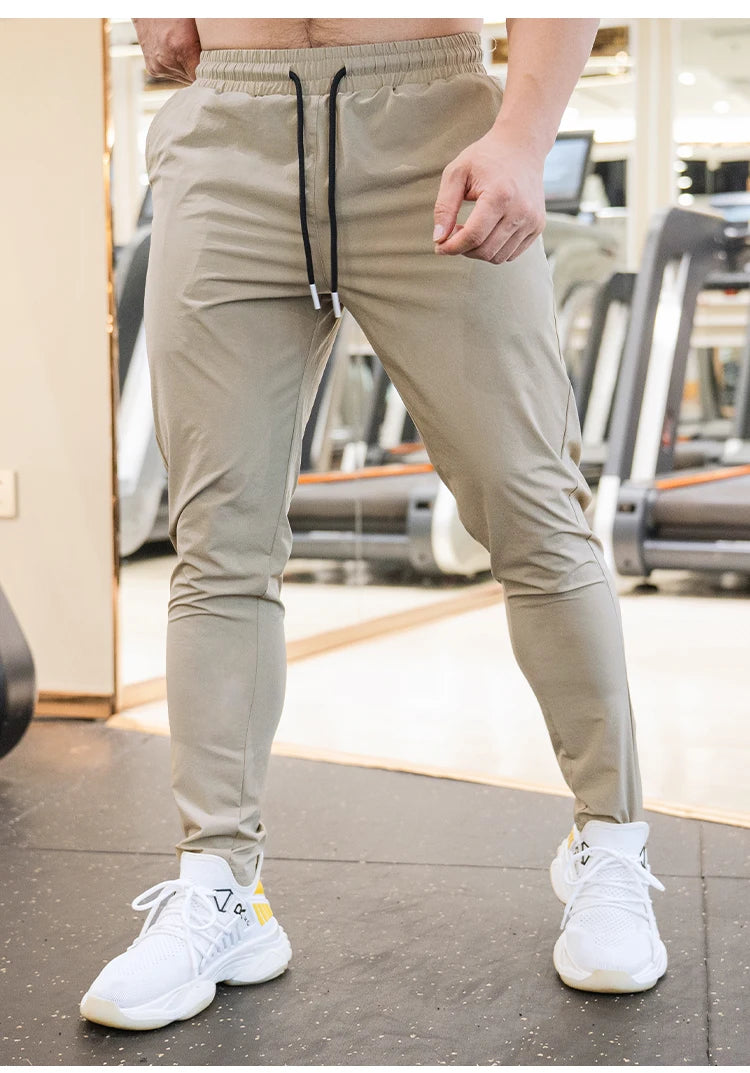 Ice Silk Sweatpants Men's Summer Ultra-thin Cooling Dry Fit Sports Pants Running Breathable Trousers Casual Fitness Leg