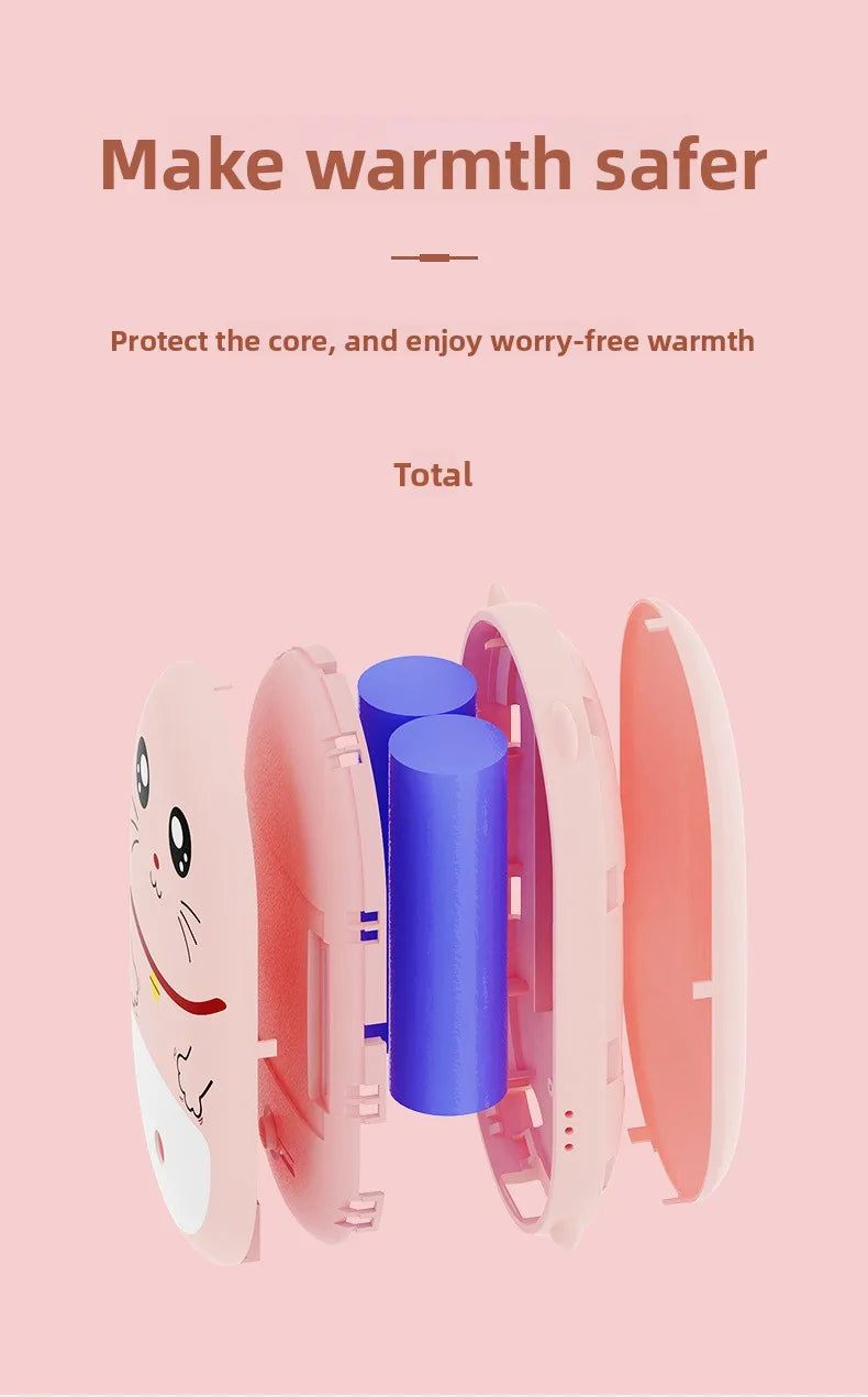 Cute Pet Shaped Electric Hand Warmer USB Charging Portable Waterless Hot Water Bag Dual Purpose 3000mAh Power Bank 2-in-1