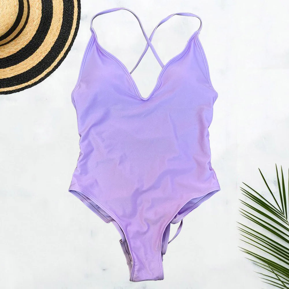 Solid One Piece Swimsuit Women Swimwear 2025 New Bikini Sexy Bodysuit Plus Size Bathing Suit Swimming Suit maillot de bain femme