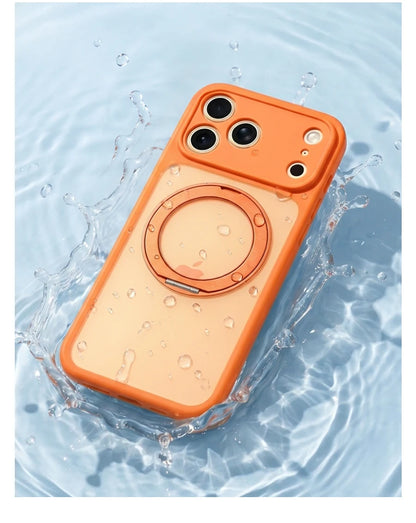 360 Rotating Magnetic Stand Case for iPhone 17 15 14 13 16 Pro Max Air for Magsafe Stress Relief Ring Holder Full Lens Cover
