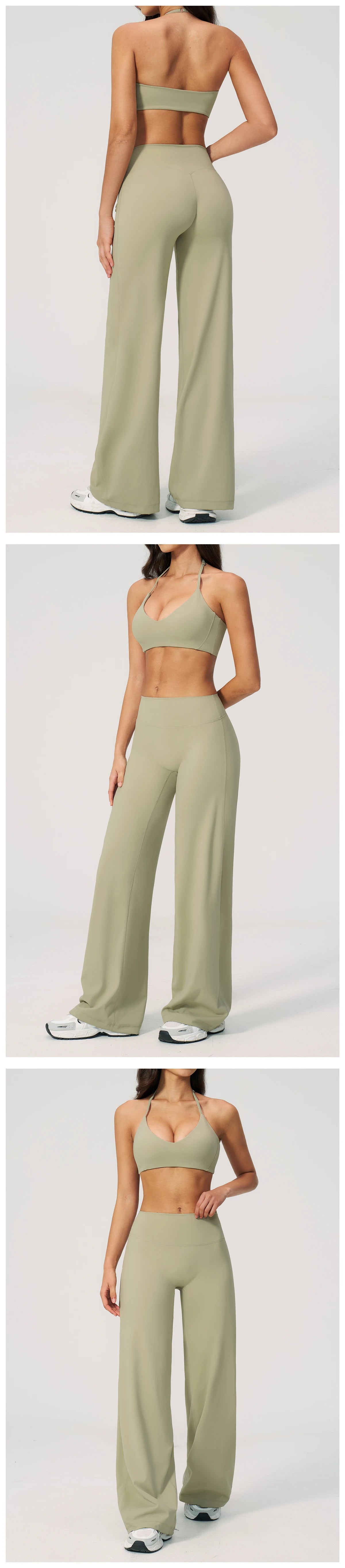 Women's Fitness Set Gym Tracksuit Breathable Sports Bra Flared Trousers Suit Workout Clothing Sportswear Female Athletic Wear