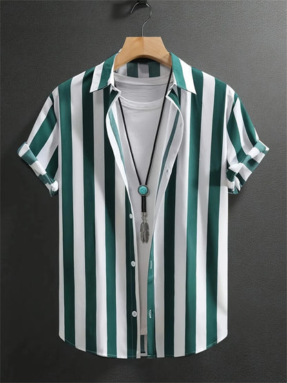 Simple Men's Shirt 3D Printed Retro Fashion Topshort Sleeve Beach Sweatshirt Street Hawaii Short Sleeved Shirt Men's Clothing