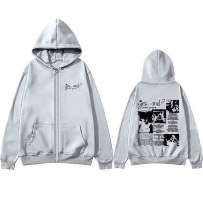 Ariana Grande Zip Hoodie Unisex Oversized Zip Sport Unisex Fashion Hip Hop Zip Jacket Cotton Fleece Fabric