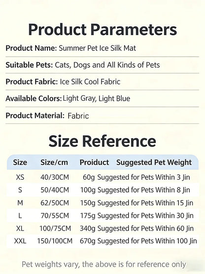Pet Ice Silk Cooling Mat Summer Breathable Sleep Pad For Dogs Cats Non Slip Washable Sofa Bed Mat Self Cooling Portable Pet Mat