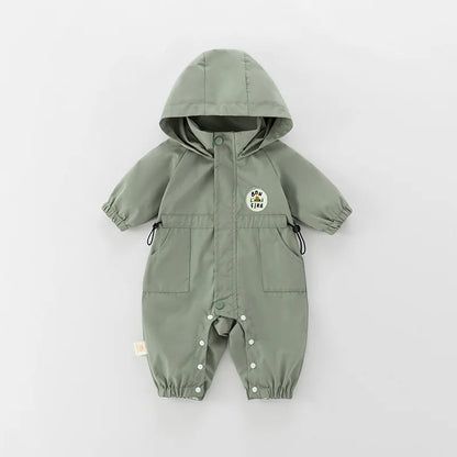 Baby Romper Jacket - Unisex Infant Jumpsuit With Hooded Zipper Closure