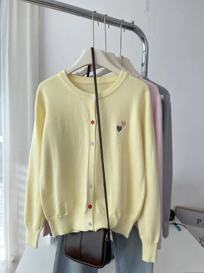 Fashion Versatile Women Sweater 2026 Autumn Winter Elegant Embroidered Women Knit Cardigan Long Sleeve Unique Colorful Buttons