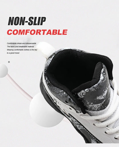 Children Basketball Shoes - Kids Sneakers Lace Up | Non Slip PU Leather High Top