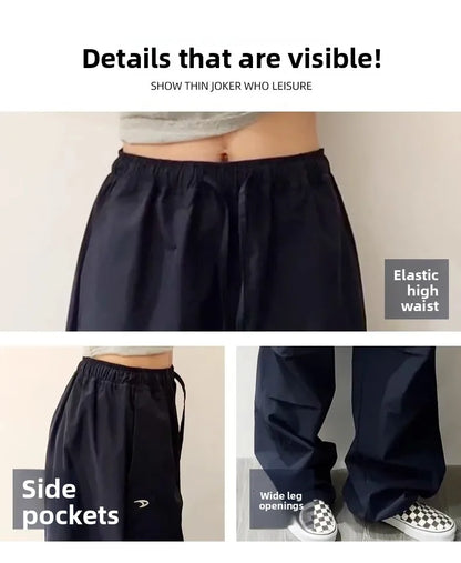 American High Street Style Women's Cargo Pants Spring Summer 2026 New Slimming Drapey Loose Sweatpants Folded Hem