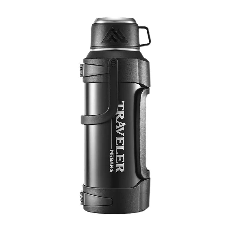 Large Capacity 1L Vacuum Water Bottle Double Wall Insulated 316 Stainless Steel with Handle Leak Proof for Car Office