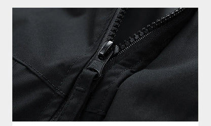 Windbreakers Men Hooded Jacket Zipper Coat Cargo Waterproof Black Bomber Camping Loose Thin Softshell Hooded Hiking Jacket