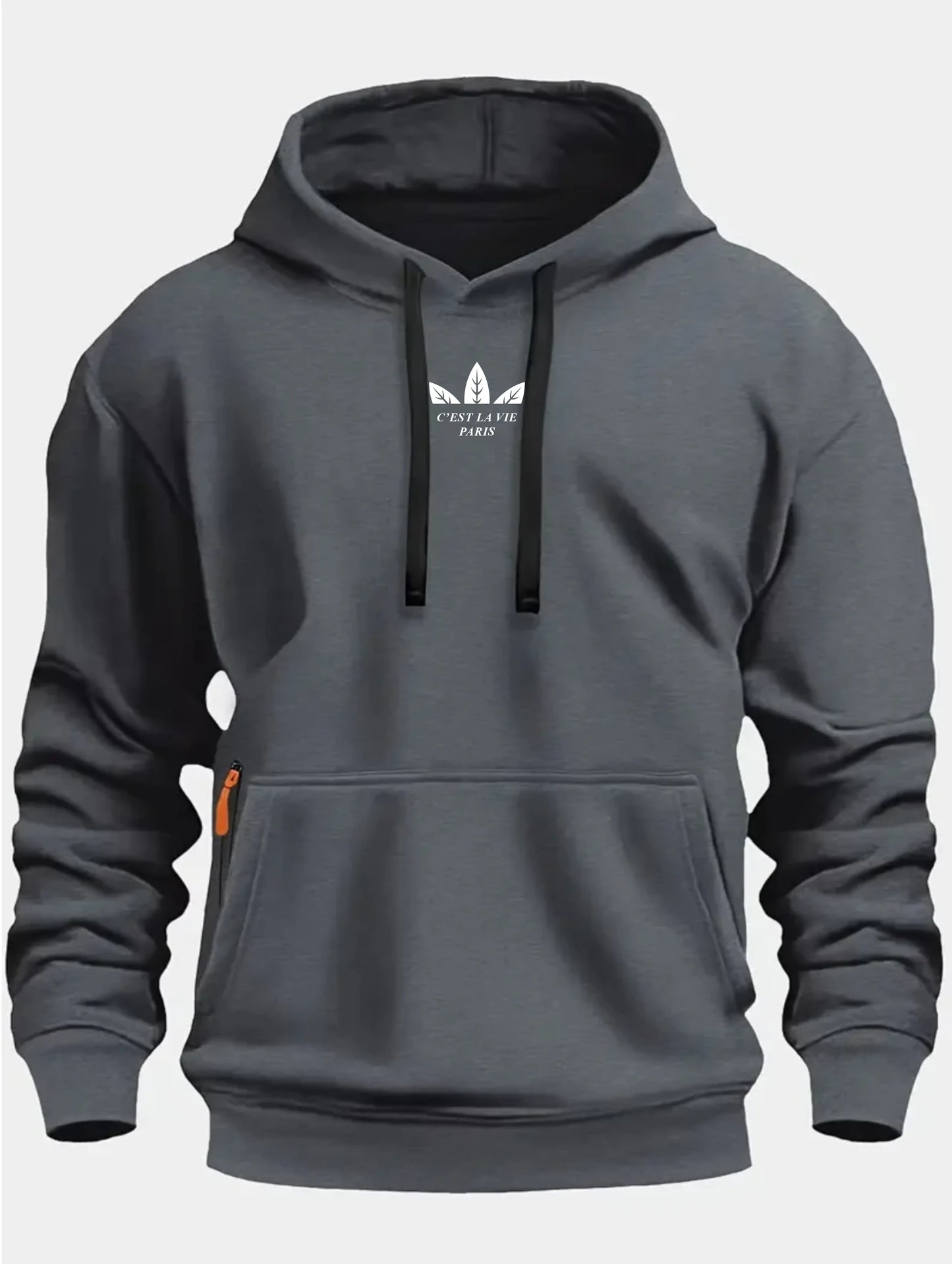 Autumn and Winter New Men's Printed Fleece Hoodie High Quality Solid Color Hoodie Men's Fashion Street Style Sportswear
