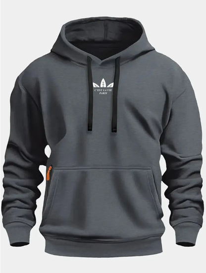 Autumn and Winter New Men's Printed Fleece Hoodie High Quality Solid Color Hoodie Men's Fashion Street Style Sportswear