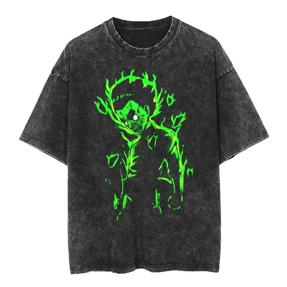 Men Streetwear Tshirt Japanese Naruto Anime Graphic T-Shirt Cotton Harajuku Washed T Shirt Summer Hip Hop Tops Tees Black